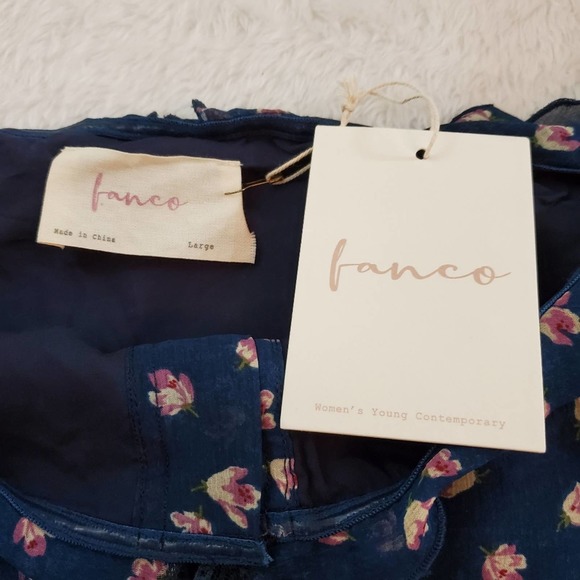 New With Tags! Fanco Large Floral Off The Shoulder Cropped Top - Picture 3 of 8